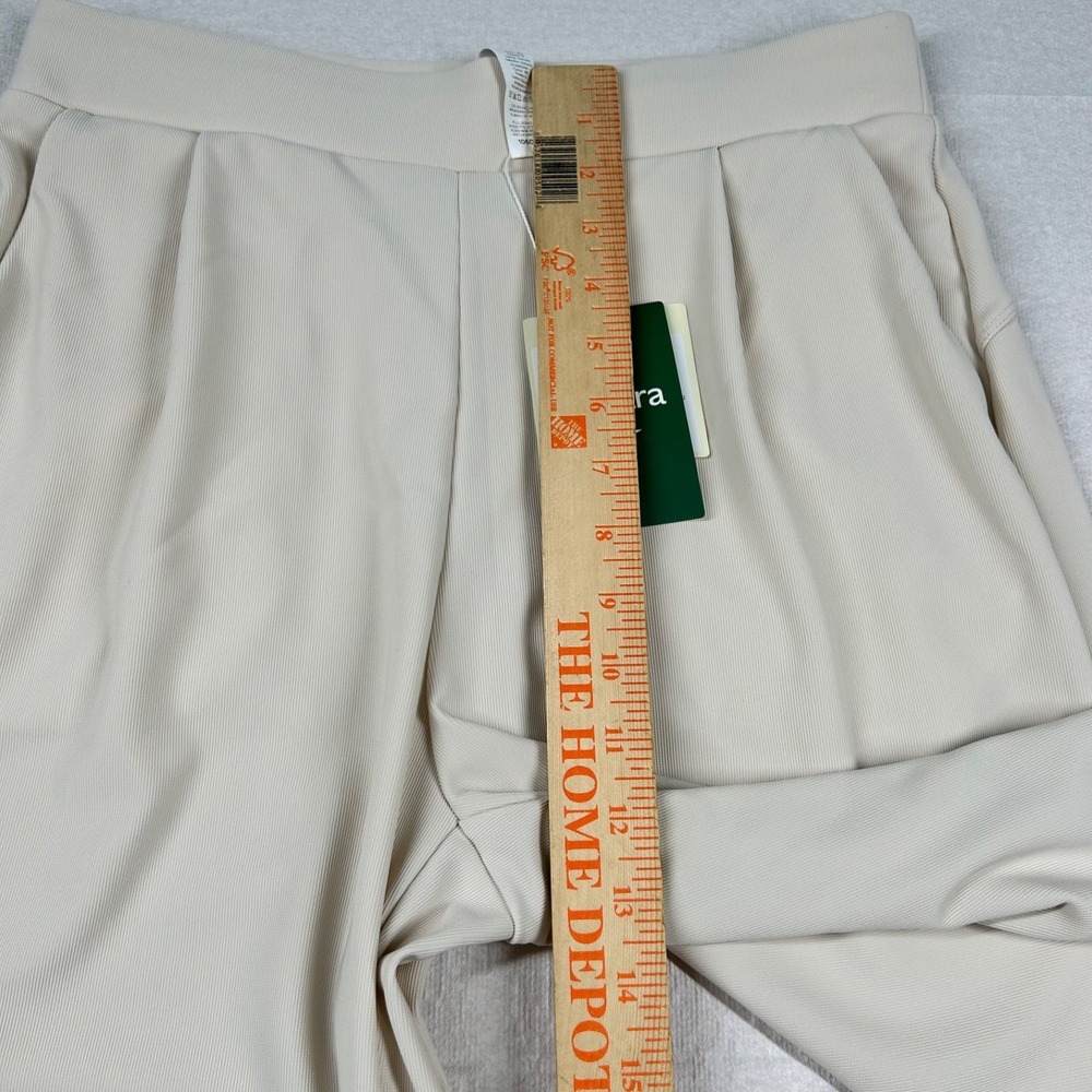 Halara Pants Womens M Reg Flex MicroWaffle Wide Leg Beacy Stretch Bone Textured - Picture 7 of 9